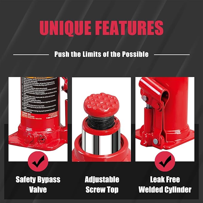 Big RED T90613-1 Torin Hydraulic Welded Bottle Jack with Carrying Case, 6 Ton (12,000 lb) Capacity, Red