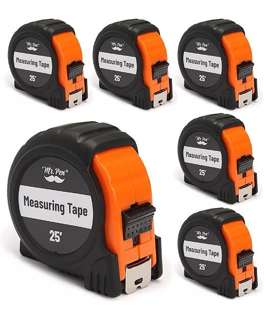 Mr. Pen- Tape Measure, 25-Foot, 6 pcs, Orange, Steel Measuring Tape, Bulk Tape Measure with Fractions