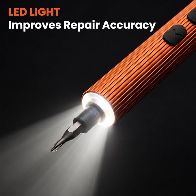 52-in-1 Electric Precision Screwdriver Set, Mini Electric screwdriver, 48 S2 Bits with ABS Magnetic Storage, for precision repair of watch, camera, Laptop, Gaming Consoles (Orange)