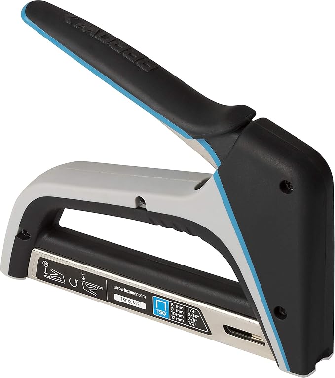 Arrow T50X Heavy-Duty Staple Gun for Upholstery, Furniture, Office, Decorating, Fits 1/4", 5/16”, 3/8", or 1/2" Staples