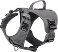 ICEFANG Quick-Moving Tactical Dog Harness for Medium Dogs,No Pull Dog Vest | Control Handle,Reflective,Full Metal Buckles,Adjustable,Hook-and-Loop Panel,Soft Padded,Grey,Medium