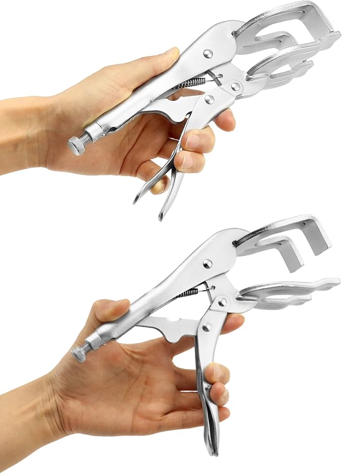 QWORK 9" Locking Pliers, 2 Pack Metal Welding Clamp, Quick-lock Release for Easy Removal