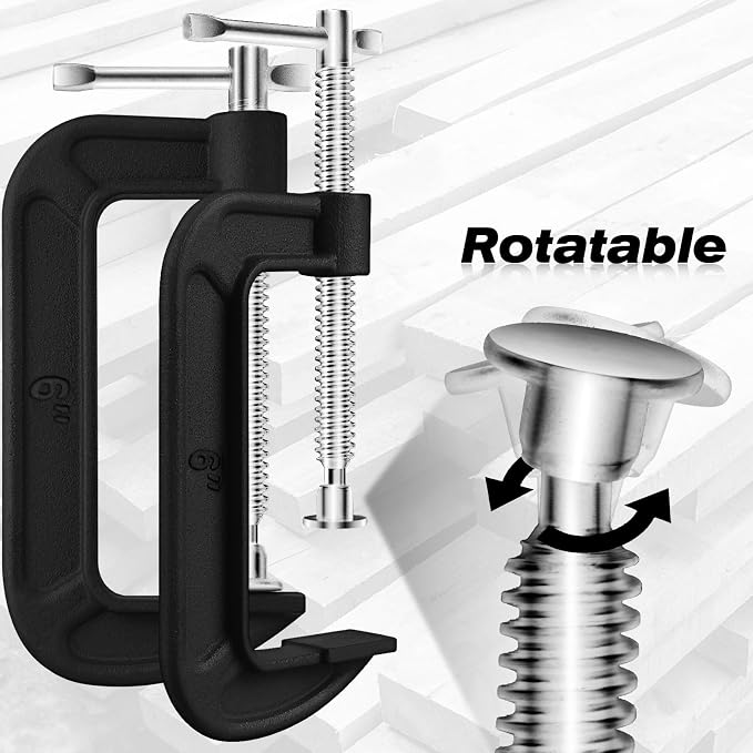 4 Pcs C Clamp Set 6 Inch Heavy Duty G-Clamps Automotive and Wood Working Clamps with Jaw Opening Sliding for DIY Carpentry Woodworking Welding and Building(6 Inch, Black)