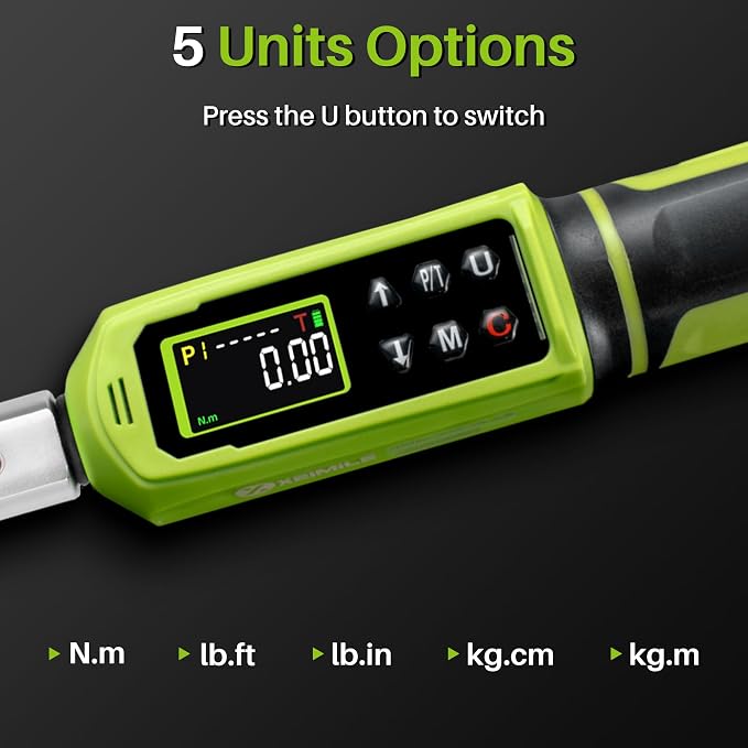Adjustable Open End Digital Torque Wrench 3/8" Drive 0.66-44.2Ft.Lb | Interchangeable Electronic Torque Wrench (0.9-60N.m),32 mm 2% Accuracy for HVAC Automotive Moto Narrow Pipeline,Prec. Parts