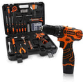 12V Cordless Drill Set, Home Tool Set with Cordless Drill for Men, Power Drill Box with 195 Pieces Household Hand Tools for Office (with 2.0Ah Battery & Charger)