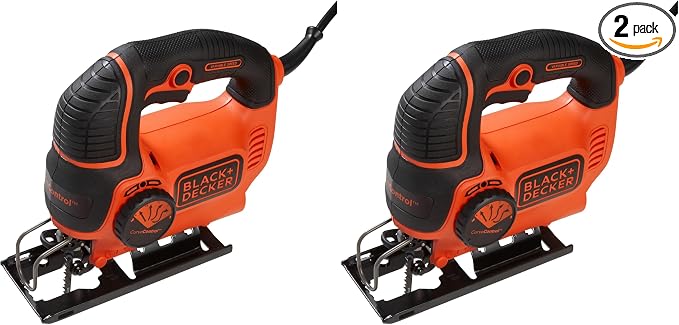 BLACK+DECKER Jig Saw, 5-Amp, 3,000 Blade Speed, 45 Degree Beveled Cuts, ¾-Inch Orbital Blade, 4 Curve Settings, Corded (BDEJS600C) (Pack of 2)