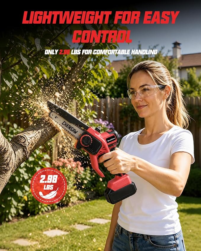 Brushless Mini Chainsaw Compatible with Milwaukee M18 18V (Tool Only) | Cordless Chain Saw for Branch Cutting, Tree Trimming, Shrub Trimming, Small Logs, Garden, Orchard, Yard Cleanup, Dad Gifts