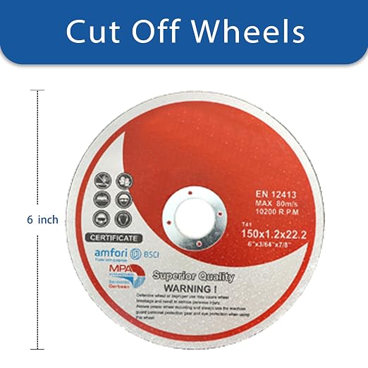 WFLNHB 100 Pack 6 Inch Cut Off Wheels for Metal and Stainless Steel Cutting Discs for Angle Grinders 6 x .045 x 7/8 Inch