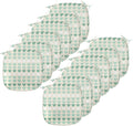 Lunarable Aquamarine Chair Seating Cushion Set of 12, Romantic Pattern with Heart Shapes in Rows, Anti-Slip Seat Padding for Kitchen & Patio, 16"x16", Champagne Laurel Green