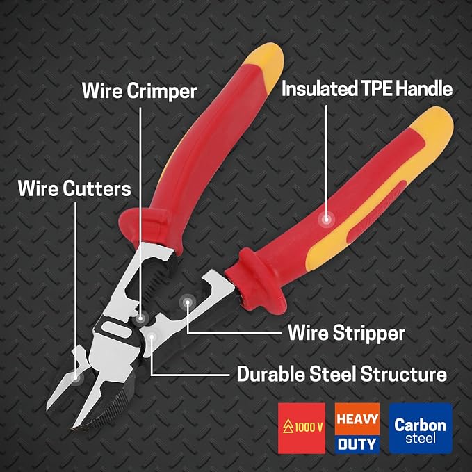 3 PCS Multifunctional Insulated Pliers Set with Tool Pouch