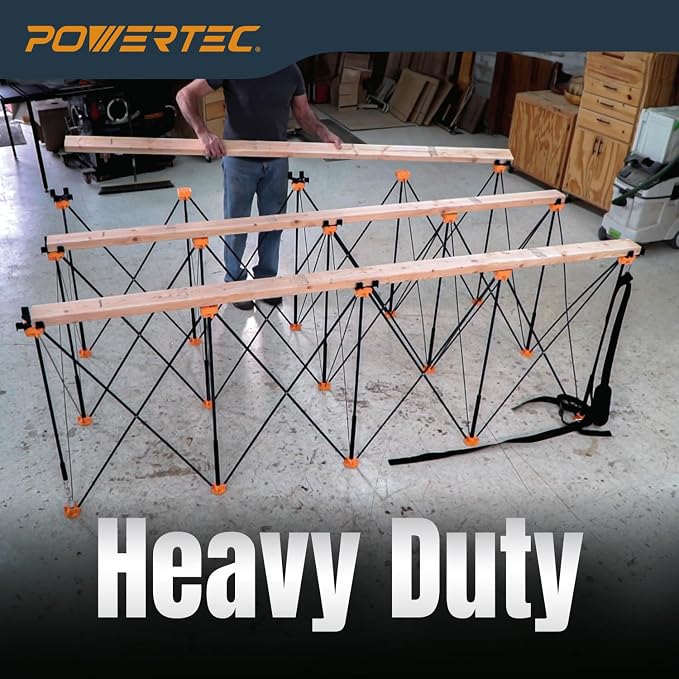 POWERTEC Arachni-Flex Portable Workbench 2x8ft Collapsible Workstand - Heavy Duty Folding Work Table Base, 2500 lbs Capacity 36 Inch Work Height, No Assembly Mobile Work Station w/Carry Strap (71928)