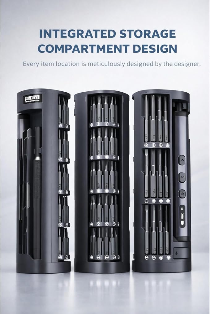 Mini Electric Precision Screwdriver Set, 78 in 1 Cordless Repair Kit with OLED Display, USB-C Rechargeable, 72 S2 Steel Magnetic Bits for Phone, Laptop, Watch & Electronics Repair