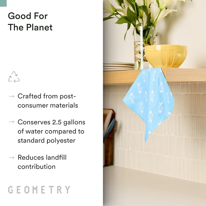 GEOMETRY Dishcloth – Spring & Summer Collection – Quick-Dry, Ultra-Absorbent, Reusable Microfiber Kitchen Towels for Drying & Cleaning - Summer Line - 6 Pieces