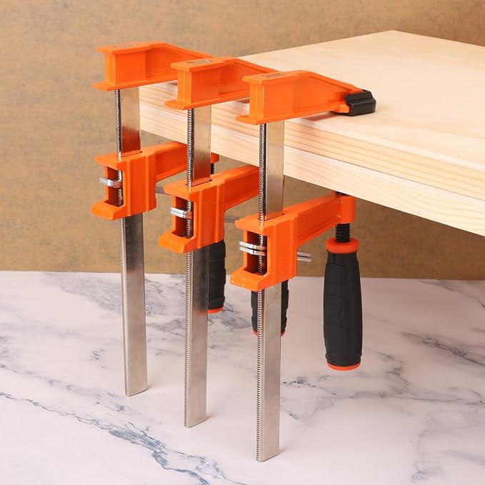 5 Pack 6 Inch Bar Clamp Set - Premium Steel F Clamp, 300 lbs Load Limited Bar Clamps, Medium Duty F-Clamp, Ideal for Woodworking and DIY Projects