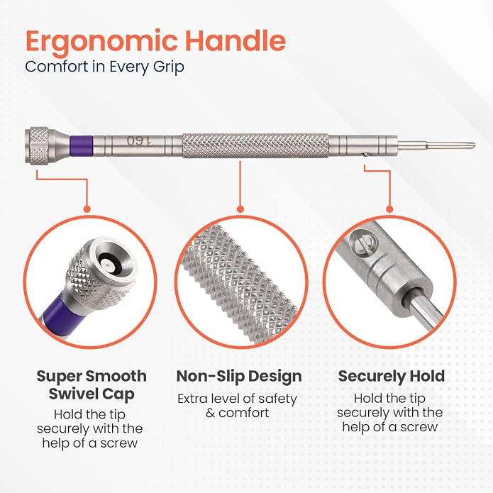 Wrist & Style Professional Screwdriver Kit by W&S for Watches, Glasses and Accessories: (10pc Tool Set) - to Adjust, Remove, Replace and Repair - Stainless Steel Professional - 10 Piece
