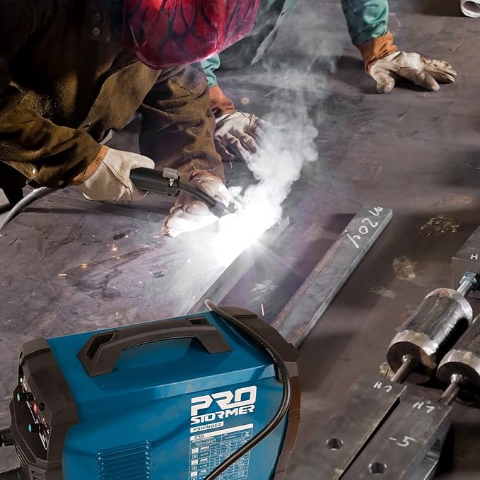 Prostormer Welding Machine, MIG/TIG/MMA 3 in 1 Multifunctional Welder with Digital Display, Electrode Holder, Earth Clamp, Input Power Adapter Cable and Brush