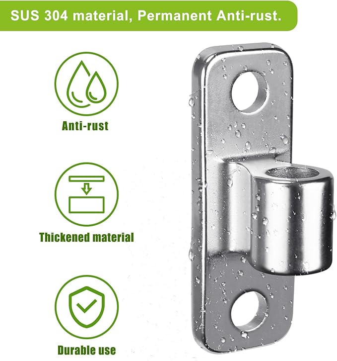 Insaga Cast 304 Stainless Steel Gate Hinges, 4pcs Wall Mount Gate Hinge for Fence Gate, One Piece Farm Gate Hardware for Chain Link Gate, Fit 5/8'' Pin Fence Post Hinge