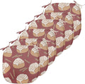 Lunarable Cinnamon Chair Seating Cushion Set of 6, Digitally Generated Delicious Cinnamon Rolls Dessert Patisserie Themed, Anti-Slip Seat Padding for Kitchen & Patio, 16"x16", Pale Maroon and Cocoa