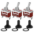 3 Way Toggle Switch, Malictele ON-Off-ON 3 Pin 3 Position SPDT Marine DC12V 30A Heavy Duty Waterproof Toggle Switch with Boot Cap Cover for Car Auto Truck Boat-3Pack