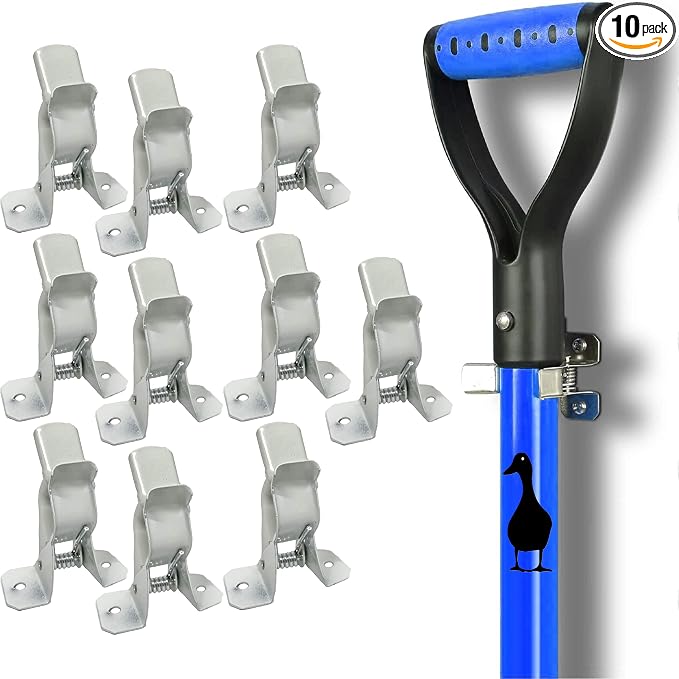 Black Duck Brand White Spring Grip Clamps, Mop and Broom Clamp Holder for Shovel, Rake, Broom, Mop, Etc. (10, Standard)