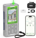 Huepar Pro Laser Measuring Tool, 495Ft Outdoor Laser Measure with Camera & Bluetooth Connected, Laser Distance Meter with P2P Technology, Free APP, IP68, Micro USB Cable, Hand Strap & Pouch - SW-150GQ