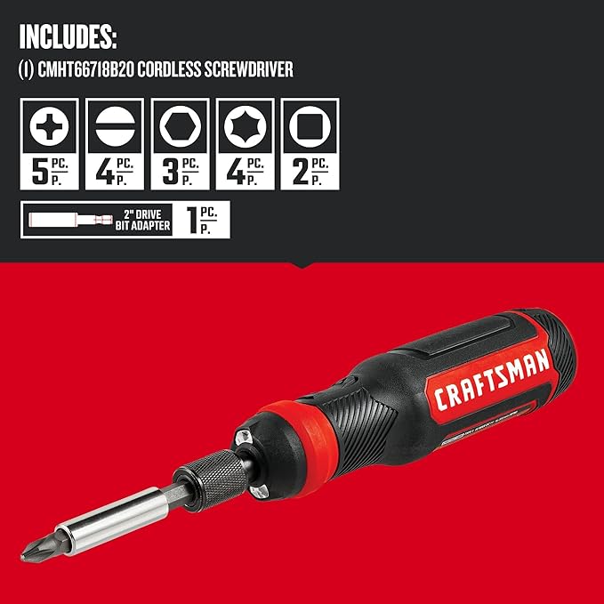 CRAFTSMAN 4V Electric Screwdriver Set, 300 RPM, Micro-USB Charging Port, 3-Stage Battery Charge Indicator (CMHT66718B20)