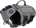 ICEFANG No Pull Tactical Dog Harness for X-Small Dogs,Adjustable Dog Vest | Control Handle,MOLLE Panel,Front Hook,3 Leash Clips,Soft Padded,for walking training,Grey,X-Small