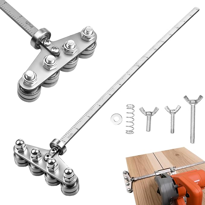 16" Positioning Calipers for Circular Saw, Rip Cut Circular Saw Guide Rail, Adjustable Circular Saw Roller Guide for Circular Saw Precise Measurements & Easy Wood Cutting (Stainless Steel)