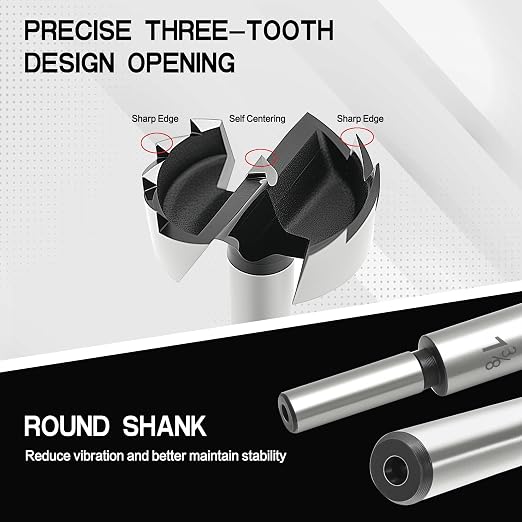 BeHappy Hex Shank Forstner Bit Set, 16pcs Multi Sided Shank Wood Drill bit Set for Woodworking, Auger Opener Round Shank Drilling Cutting Tool for Hardwood, Softwood, Plastic, Plywood