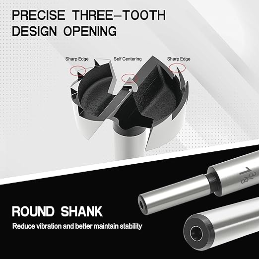 BeHappy Hex Shank Forstner Bit Set, 8pcs Multi Sided Shank Wood Drill bit Set for Woodworking, Auger Opener Round Shank Drilling Cutting Tool for Hardwood, Softwood, Plastic, Plywood