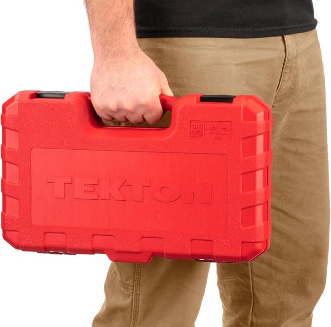 TEKTON 3/8 Inch Drive Deep 6-Point Impact Socket Set, 37-Piece (1/4-1 in., 6-24 mm) | SID91403 | (1/4 - 1 in., 6 - 24 mm), Deep, 6-Point, Case
