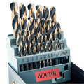 HIDOTOL Drill Bit Set 29Pcs, 135 Degree Tip High Speed Steel with Black and Gold Finish, Stainless Steel, Plastic and Wood with Metal Indexed Storage Case 1/16"-1/2"