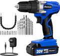 AVID POWER 20V Cordless Drill Set for Home DIY & Beginner Projects - Lightweight Power Drill with Battery Charger & 22 Bits, Variable Speed, 3/8" Keyless Chuck, Ideal for Furniture Assembly (Blue)