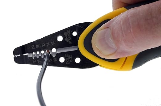 IDEAL Electrical 45-915 Kinetic Reflex T-Stripper - 10-20 AWG, Wire Stripper with Thumb Rest, Plier Nose, Slide Lock, Textured Grips