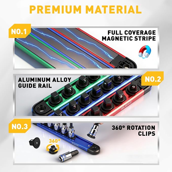 21-Piece Allen Bit Socket Set, 3/8" Drive Hex & Torx Socket Set with Magnetic Sockets Organizer Rail, S2 Steel Bit & Chrome Vanadium Steel Sockets for Professional Garages Workshop