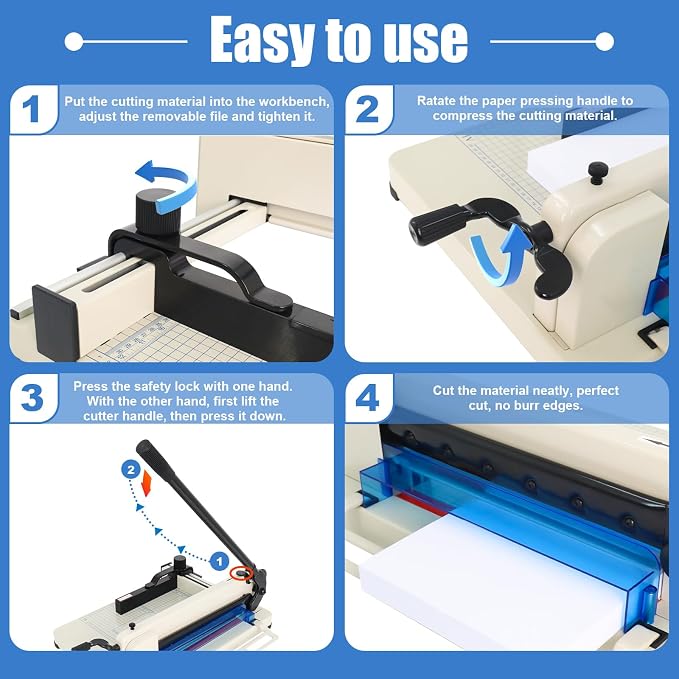 12 inch Heavy Duty Paper Cutter with HSS Blade, Industrial 400 Sheet Capacity Steel Paper Trimmer, Commercial Paper Cutter for Print Shop, School Crafting with Dual Safety Lock Protective Cover