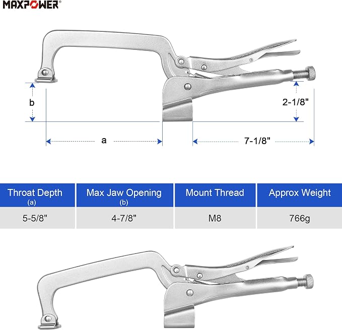 MAXPOWER Bench Clamp 14-inch, Inserta Pliers with M8 Bolts, Welding Table Locking Clamps, Pack of 2