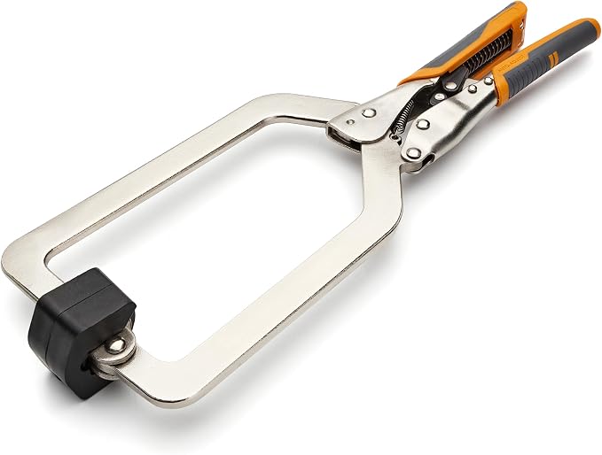 BORA Auto Adjust 6 inch Locking Vise Grip Clamp with Swivel Pads - Heavy Duty Multi Purpose Welding Clamps with Comfortable Grips Perfect C Clamp for Woodworking, Welding, and Metalworking