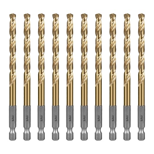 SALI Cobalt Drill Bit Set,10 Pack 1/4 Inch High Speed Steel Hex Shank Jobber Drill Bits, for Hardwood, Aluminum,Metal,Copper,Alloyed Steel