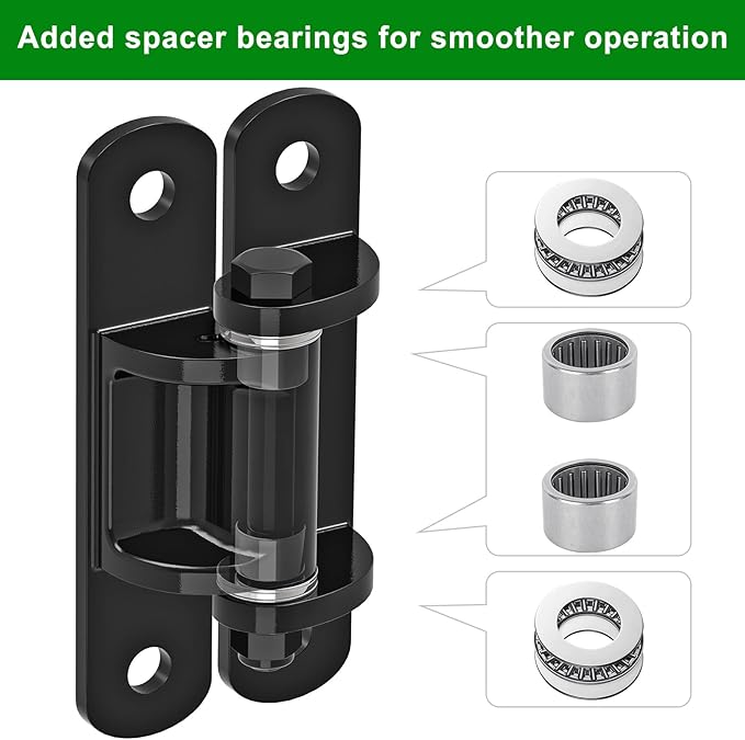 Insaga 6.7'' Heavy Duty Gate Hinges 1100LB Capacity, 6mm Steel Hinges with Bearings & Rust-Proof E-Coating, Bolt On Low-Profile Hinges for Fences, Driveway Gates, Locking Screws Anti-Sag Design (2Pcs)