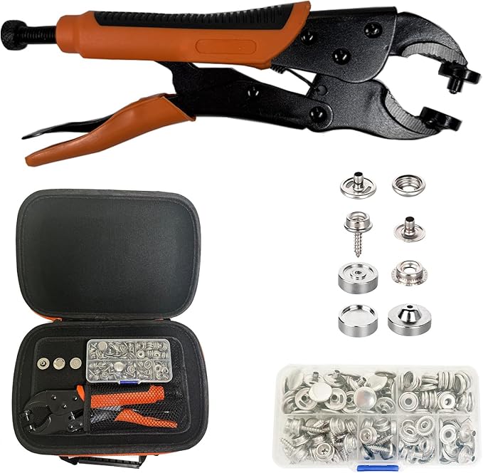 Heavy Duty Snap Fastener Tool Kit Includes 40 Sets 15mm Snaps for Boat Cover,Repairing Boat Covers, Canvas, Sewing, Tarps