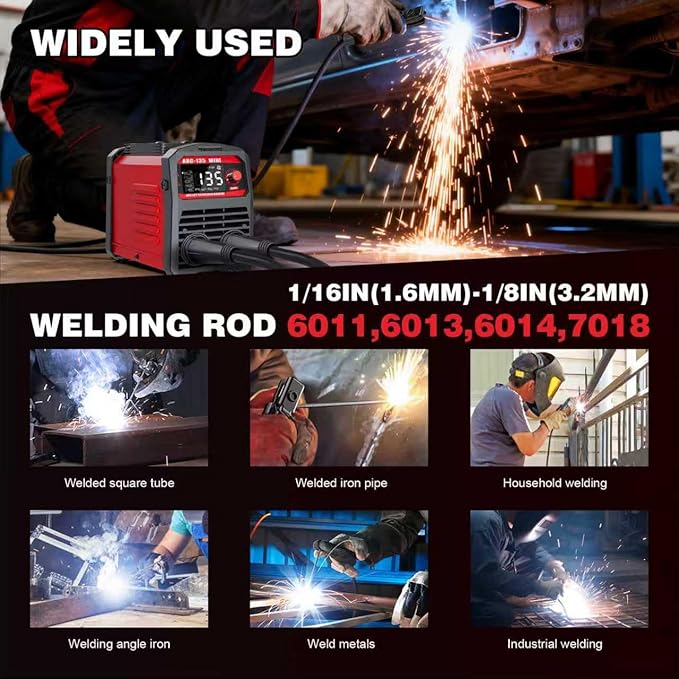 Stick Welder, ARC 135 Portable Welding Machine 110V, Stick/Lift TIG Mini Welder Machine 2 In 1 with Large LED Display, IGBT Inverter, Home DIY Arc Welder, Hot Start,Arc force, Anti-Stick, VRD