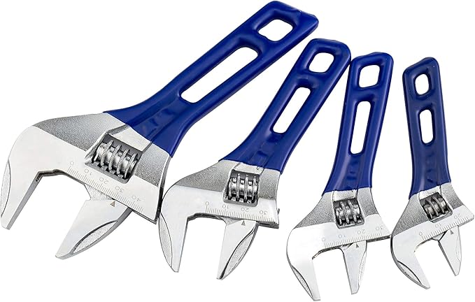 Wide Opening Stubby Adjustable Wrench Spanner with Short Handle 4 inch Chrome Vanadium Steel Forged