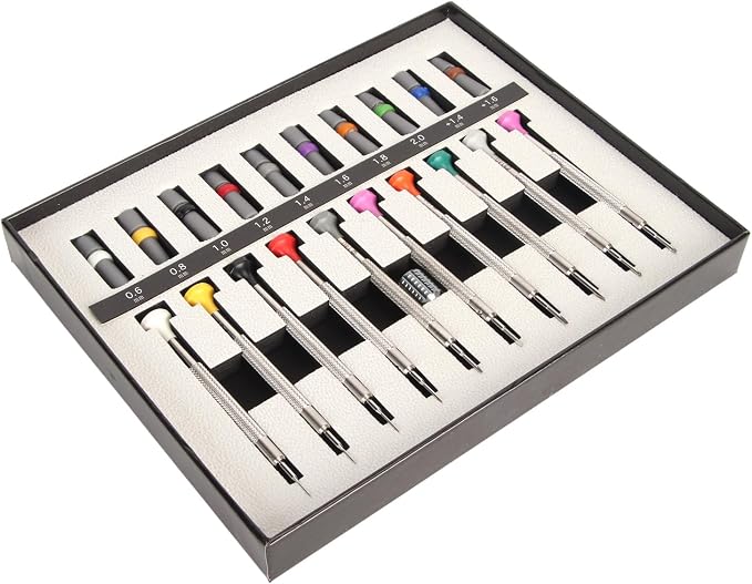 ZJchao Watch Screwdriver Set, 10Pcs Precision Screwdrivers with 8 Slots and 2 Steel Tools, Includes 10 Extra Blades for Watch Repair Jewelry Fixing Eyeglasses Electronics Maintenance