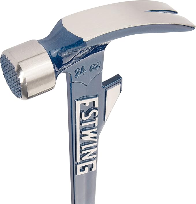 ESTWING Hammertooth Hammer - 24 oz USA Made Long Handle Straight Rip Claw Hammer with Milled Face & Shock Reduction Grip - E6-24TM