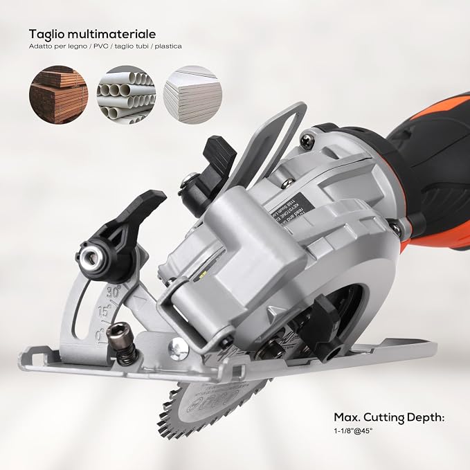 Power Mini Circular Saw,4-1/2" Saw 5.8A 3500RPM Cutting for Wood, Plastic