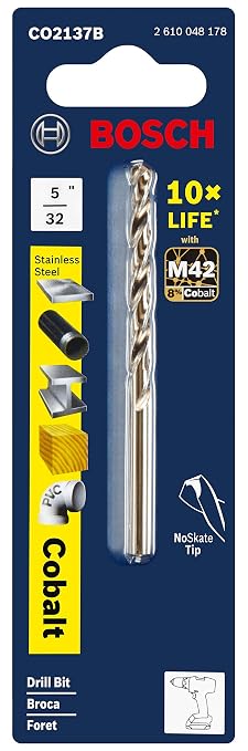 BOSCH CO2137B 5/32 in. x 3-1/8 in. Cobalt M42 Drill Bit (Pack of 2)