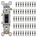 AIDA Single Pole Toggle Light Switch, 15 Amp, 120 Volt, Toggle Framed AC Quiet Switch, in Wall On/Off Switch Replacement, Self-Grounding, Residential and Commercial Grade, UL,Glossy Black
