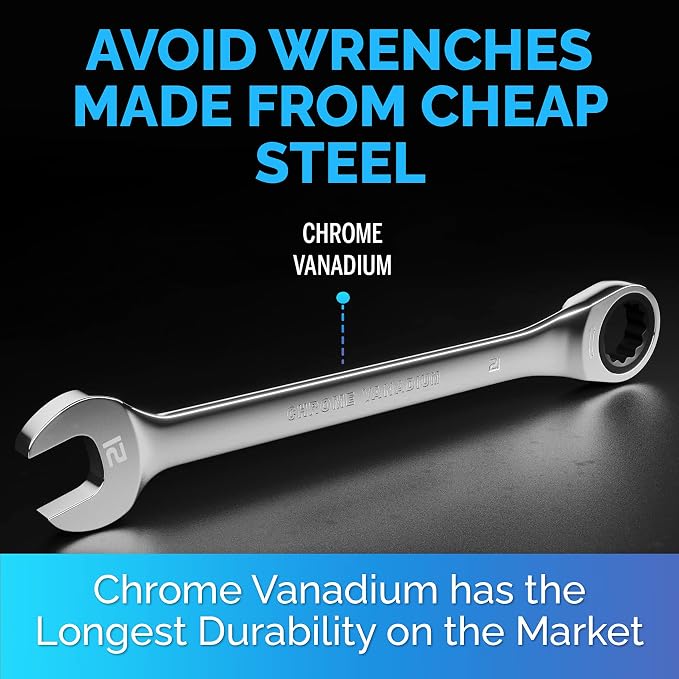 Ratcheting Wrench - Slim Profile - Ratchet Wrench, 21 mm Wrench Set