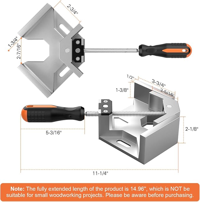 Right Angle Clamp, Housolution [4 PACK] Single Handle 90° Aluminum Alloy Corner Clamp, Clamps for Woodworking Adjustable Swing Jaw, Woodworking Tools Photo Frame Vise Holder, Gifts for Men Dad